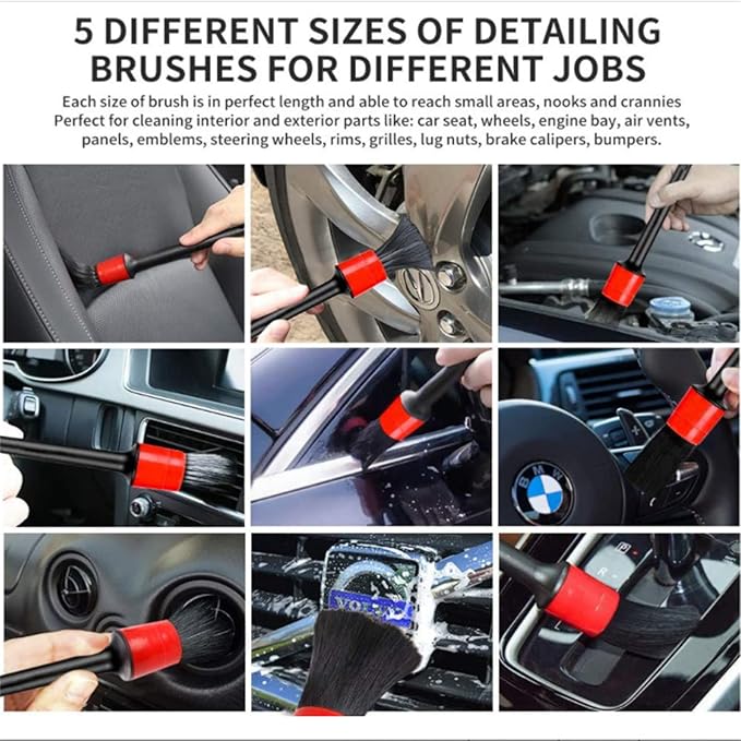 Car Cleaning Tools Kit, 26 Pcs Car Detailing Brush Set, Auto Detailing Drill Brush Set for Cleaning Automobile Interior, Exterior, Wheels, Dashboard, Leather, Air Vents