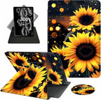Case for 7" Kindle Paperwhite 12th Generation 2024 & Kindle Colorsoft Signature Edition 2024,360 Degree Rotating Swivel Leather Stand Folio Cover with Auto Wake/Sleep,Glitter Sunflower