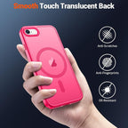 SUPFINE Magnetic for iPhone SE Case 2022 (3rd)/2020 (2nd), iPhone 8 Case with Screen Protector (Compatible with MagSafe) (Military Grade Drop Protection) Translucent Matte Phone Case, Hot Pink