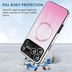 Guppy Compatible with iPhone 17 Pro Max Magnetic Case, with Full Camera Lens Protector [Compatible with MagSafe] Scratch Resistant Gradient Glass Back Cover Phone Case-Pink