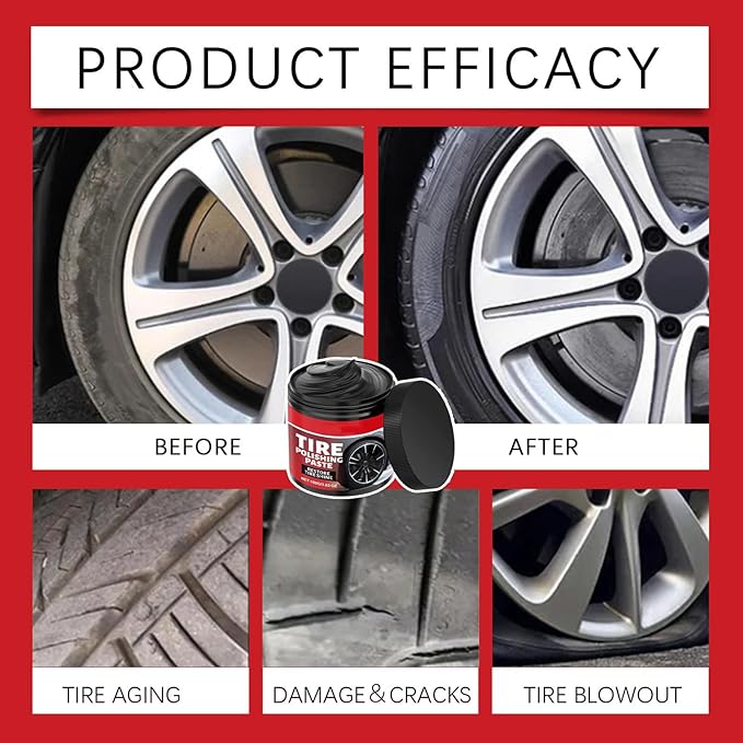 Car Tire Shine with Sponge 100g Wheel Shine Tire Polishing Paste for Cars Trucks Motorcycles RVs & More