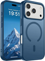 SUPFINE Magnetic for iPhone 17 Pro Case (Compatible with MagSafe)(Military Grade Drop Protection) Translucent Matte Shockproof with Anti-Fingerprint Phone Cover,Deep Blue