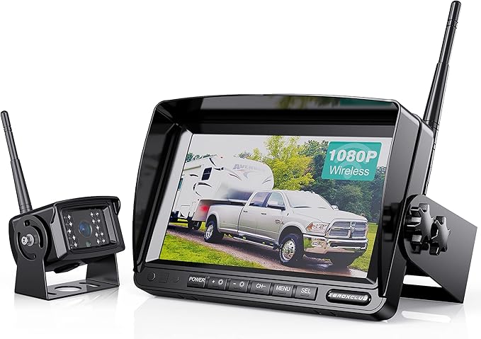 ZEROXCLUB Digital Wireless Backup Camera System Kit, IP69 Waterproof Wireless Rear View Camera + 7’’ LCD Wireless Reverse Monitor for RV/Truck/Trailer/Bus/Camper/5th Wheel (W01-7 inch)