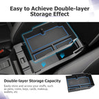 LUWU Center Console Organizer Compatible with Subaru Crosstrek & Impreza 2024-2026 Accessories Armrest Console Secondary Storage Box Insert Tray ABS Material with Coin Holder Blue