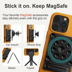 SEMBO Silicone Suction Phone Case Adhesive Sticky Grip Stand with Mag-Back for MagSafe Car/Wall Mounts, Strong Magnetic Holder for Fridge, Gym Equipment, Shower, Hands-Free Selfie (Black, Magnetic)
