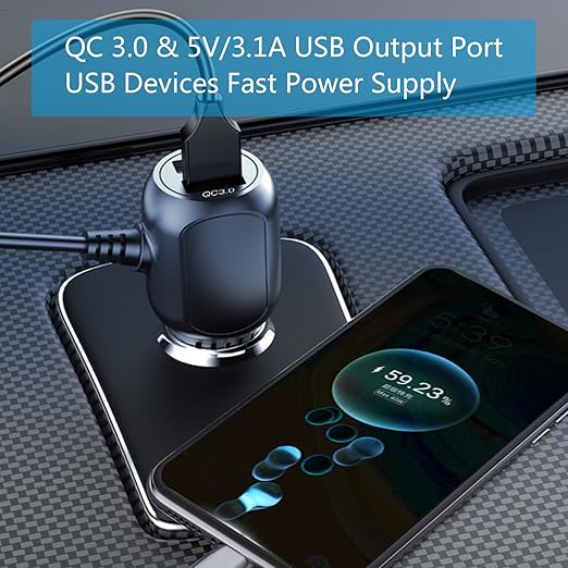 Dash Cam Micro USB Power Cable 11FT, Right Angle 90 Degree Micro USB with Dual USB Port Fast Power Supply, for 12V-24V Car and Truck Dash Cam, GPS Navigator, MP3 Player and Other USB Devices