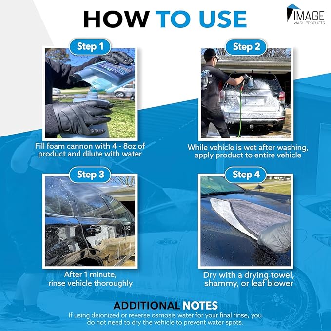 Image Wash Products Wax Replacement (Foamable) - Protectant forTrucks/RV's/Cars/Boats/Trailers/Equipment. Foam On/Rinse Off (128 Fl Oz)