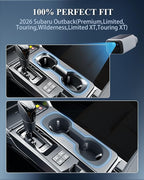 BIBIBO 2Pack for 2026 Subaru Outback Center Console Organizer Cup Holder 2026 Subaru Outback Silicone Cup Holder& Wireless Charging Mats