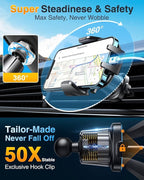 VANMASS Phone Holders for Your Car Ultimate Military-Grade Car Phone Holder Mount【Patent & Safety Certs】Upgraded Shockproof Truck Air Vent Phone Mount for iPhone 17 Pro Max 16 Samsung Android,Silvery