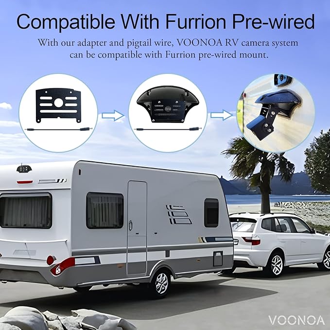 1080P Wireless RV Camera System, IP69 Waterproof Night Vision Backup Camera Side Rear View Camera with 7 Inch HD Monitor for RV Truck Trailer Camper