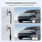 Level 1&2 EV Charger,Tesla EV Charger NACS 16A with 25FT Extension Cord Cable,Portable Electric Car Charger 240V NEMA 6-20 Plug&120V NEMA 5-15 Adapter Compatible with All Tesla Models
