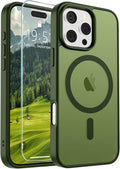 SUPFINE Magnetic for iPhone 16 Pro Max Case (Compatible with MagSafe) (Military Grade Drop Protection) Slim Translucent Matte Shockproof with Anti-Fingerprint Phone Case, Cangling Green