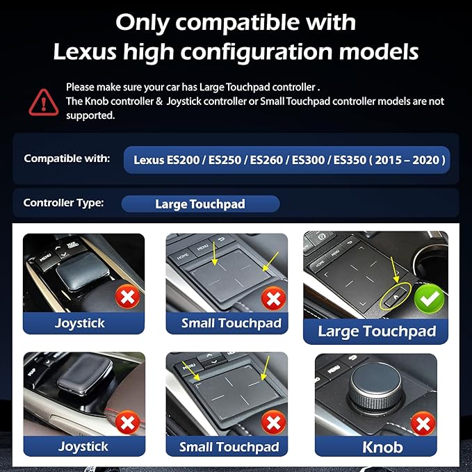 Wireless CarPlay Android Auto Decoder Retrofit Kits Compatible with Lexus ES200 ES250 ES260 ES300 ES350 for Large touchpad from 2015-2020, Supprot Navigation, Mirror Link, Back-up Camera