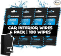 Fortress Car Interior Wipes with Microfiber Cloth (25 ct, Pack of 4) for Car Interior Cleaning, Dashboard, Seats, Detailing, and Steering Wheel [Travel Size] Skin-Safe Car Interior Cleaner Supplies
