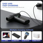 fourq Compressed Air Duster,Mini Vacuum Cleaner 2-in-1,4000 mAh,130,000 RPM Brushless Motor,8000Pa，120MPH/1.1LB Thrust Car Dryer Air Blower for Car Cleaning,Computer Cleaning