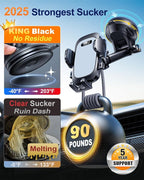 YRU True Military-Grade [360° Rotation Suction] 2026 Ultimate Car Phone Holder Mount 【90+LBS Safest Strongest & Patent Certs】 Dashboard Windshield Vent for iPhone 17 16 Pro Max Samsung, Light Gray