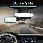 Phone Mount for Car, Rear View Mirror Phone Holder, Rotatable and Retractable Car Phone Holder Mount Rearview Mirror Phone Holder for Car Compatible with iPhone Samsung Cell Phones (Blue)