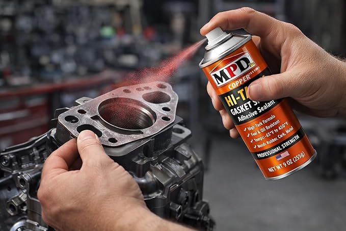 MPD Pro Hi-Tack Gasket Spray Adhesive Sealant – High-Tack Aerosol Gasket Bonding Spray, Fuel & Oil Resistant, −65°F to 450°F, Professional Assembly Aid, (1-Pack)