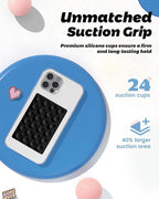 amBand Magnetic Sticky Phone Suction Grip for MagSafe, Removable for Wireless Charging, Durable Magnet Silicone Portable Mount Stand for iPhone 12 13 14 15 16 17 Series, Hands-Free Video/Selfie, Black
