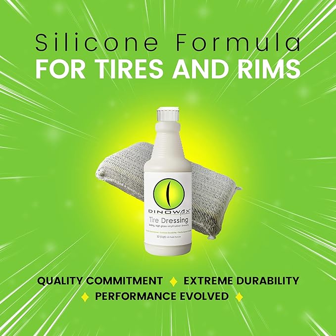 Dinowax - Tire Dressing, Tire Shine, Tire, Vinyl, and Rubber Dressing, Tire and Wheel Care Products, 32 Oz