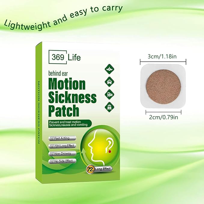 369 Life Motion Sickness Patches for Car and Boat Rides, Ships, Cruise and Airplane & Other Forms of Transport - Travel Essentials, for Adults and Kids (48 Count)