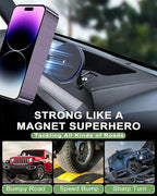 Magnetic Jeep Phone Mount for 2011-2017 Wrangler JK JKU with 15W Wireless Charging - Dashboard Phone Holder with Magnet for Jeep Wrangler Accessories