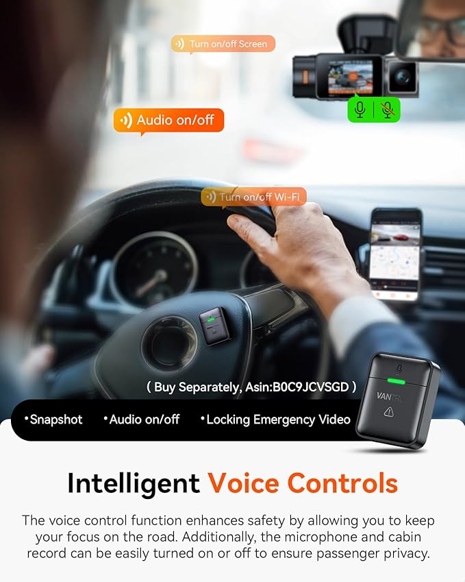 Vantrue N2X 2.7K Dash Cam Front and Inside, 5G WiFi Dual Dash Camera for Car with HDR IR Night Vision, STARVIS 2, GPS, 2.5K/60FPS, G-Sensor, 24/7 Parking Mode, Voice Control, Support 512GB Max
