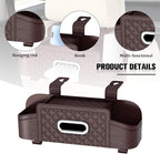 Car Backseat Organizer, 4-in-1 Multifunctional Vehicle Seat Back Tissue Box with Cup Holder & Hook, Automotive Backseat Hanging Storage Box for Bag Phone Drink, Universal for Vehicles (Brown)