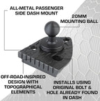 Bulletpoint Dash Mount Cell Phone Holder Compatible with 2018-2023 Jeep Wrangler JL (NOT 4xe) & 2020-2023 Jeep Gladiator Single Ball Mount (Passenger Side Spring-Loaded)