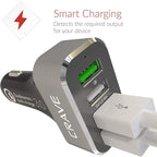 Crave CarHub 54W 4 Port USB Car Charger, Qualcomm Quick Charge 3.0 - Black