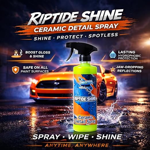 Winter White Riptide Shine Ceramic Detail Spray – Deep Shine & Ceramic Protection, Extreme Water Beading, Safe for Cars, Trucks, Motorcycles, RVs & More – Includes 2 Towels, 16 fl oz (Pack of 1)
