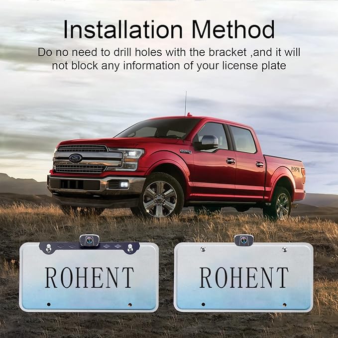 Rohent R3 HD 1080P Digital Wireless Backup Camera with 5'' Monitor License Plate Hitch Rear View Camera System for Cars,Trucks,Campers IP69 Waterproof Front/Rear View Switchable 8 IR Night Vision