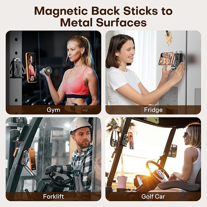 OMOTON TP02 360°Rotating for MagSafe Tripod, Adjustable Aluminum Magnetic Phone Tripod for iPhone 17/16/15/14 Pro Max Air, Foldable Cell Phone Stand Fits Vlog, Gym, Travel Essentials Accessories