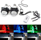 iJDMTOY Mini 3.0-Inch H1 Bi-Xenon Front Lighting Retrofit Projector Lens W/RGB Color-Changing LED Demon Eye Lighting Kit Compatible with Custom Lighting DIY For Off-Road Use Or Show Purpose