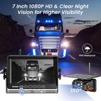 2 Magnetic Solar Wireless Backup Camera for RV Truck Trailer–7" 1080P Monitor with Recording,1-Min Install,No Delay,Wide View,IR Night Vision,4 Channels,Auto-Sleep,Rechargeable Rearview Camera
