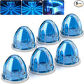 BJZ 6Pcs Ice Blue Watermelon LED Strobe+Constant Marker Lights Dual Function Watermelon-Shaped Side Marker Clearance Tail Top Cap Roof Lights for Trailer Truck Semi-Trailer Heavy-Duty Truck Bus Van