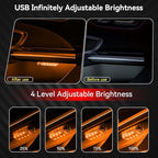 2 PCS Car USB Night Light, Portable Magnetic Car Atmosphere Interior Light, 8 High-Brightness LED Beads, Rechargeable Touch-Sensitive Light for Vehicles, Bedrooms, Hallways, Camping.(2 Amber)