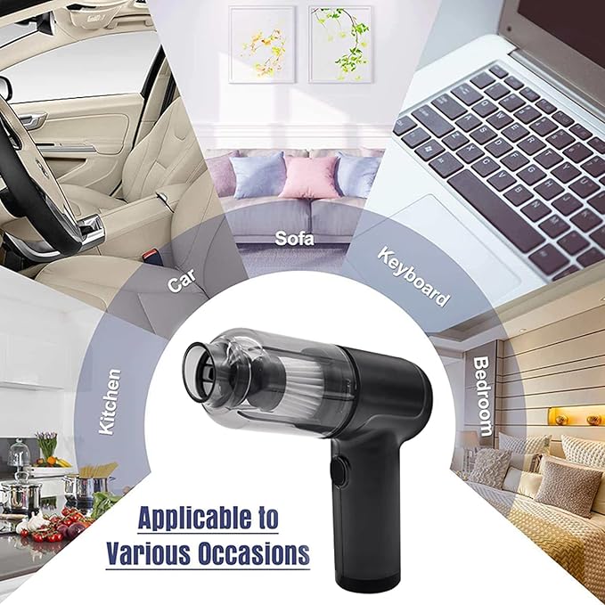 Handheld Car Vacuum Cleaner,Portable Small Cordless Air Duster,5000Pa Mini Rechargeable Dust Buster,4-in-1 High Power Hand Detail Blower Kit with Multi-Nozzles for Car, Home, Office, Pet