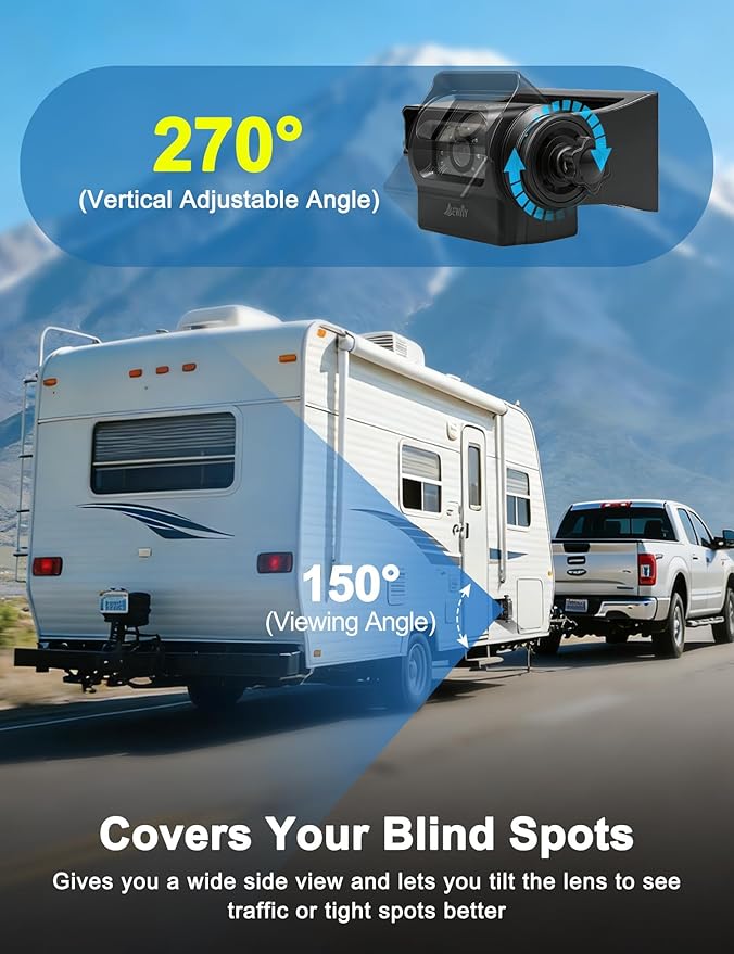 EWAY 2X Magnetic Wireless WiFi Backup Camera 7" IPS Monitor HD 1080P Rechargeable Battery No Wiring, Rear Reverse Monitoring Hitch Camera for Car Truck Pickup RV Camper 5th Wheel Horse Boat Trailer