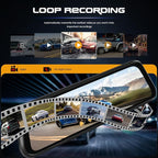 9.66 Inch IPS Mirror Dash Cam 1080P Front 480P Rear Dual Lens Touch Screen Dash Cam Front and Rear 150° Wide Angle Night Vision Loop Recording Reverse Assistance Motion Detection