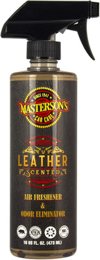 Masterson's Car Care MCC_126_16 Leather Scented Air Freshener & Odor Eliminator - Luxury Sprayable Scent For Cars, Trucks, Hotels, Home, and Office - Removes Smoke and Pet Odors (16 oz) Brown