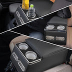Center Console Organizer Armrest Storage Box with Cup and Phone Holder for Car & Van & Truck Floor Cab Back Bench Seat Black