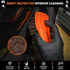 YeewayVeh 7PCS Car Interior Detailing Kit, Horse Hair Leather Brush for Car Seat, Carpet Brush, Soft Car Detailing Brush, Microfiber Towels & 2 Wax Applicator Pads, Car Interior Care Kit, Orange