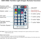 AKEPO 50W RGBW Twinkle Fiber Optic Light Engine, Twinkle + DMX Function + 28-Key Remote for Home Fiber Optic Star