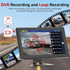 RV Backup Camera System - 10.1 Inch 4K Touchable 4 CH Monitor, 1080P IP69 Waterproof Wired Camera, DVR Loop Recording Bluetooth for Semi Truck Trailer Camper Pickup Bus