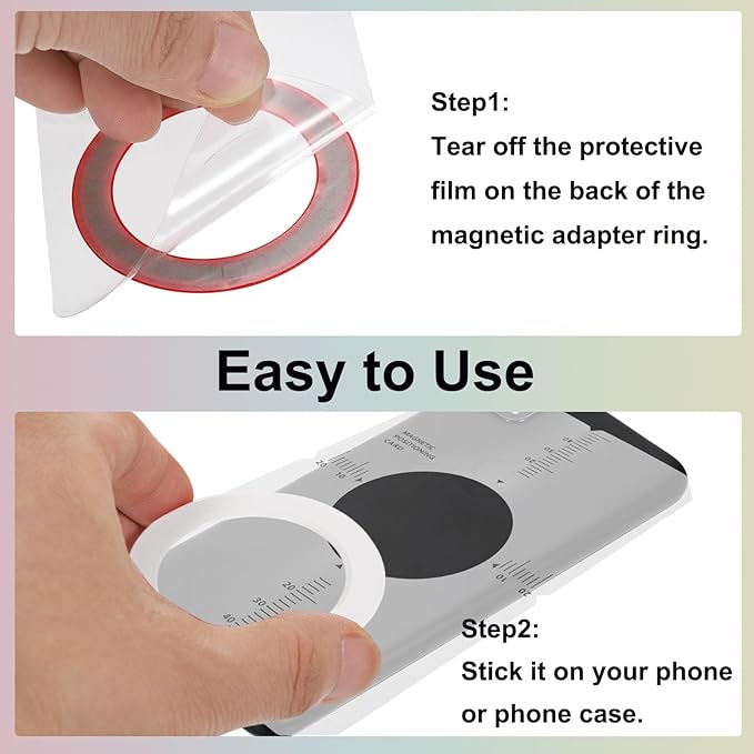 uxcell Magnetic Adapter Ring, 2Pcs Magnetic Sticker Ring ABS Universal Magnet Wireless Charging Conversion Kit for Mobile Phone Case Wireless Charger, Blue, White