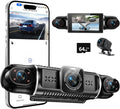360°View 4 Channel Dash Cam, 4K+1080P Front and Rear Inside Left Right, Dash Camera for Cars, Built-in G-Sensor, IR Night Vision, 24H Parking Mode,64GB SD Card,Loop Recording,Wireless APP Transmission