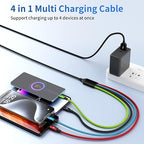 Cruise Essentials 2026 4 in 1 Multi Charging Cable [2Pack 5FT], Tangle Free USB C Car Charger Cable Nylon Braided with 2 USB-C/IP/Micro, Travel Charging Cords for iPhone Android iPad and More