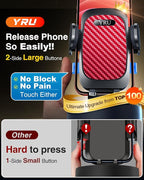 YRU True Military-Grade [360° Rotation Suction] 2026 Ultimate Car Phone Holder Mount 【90+LBS Safest Strongest & Patent Certs】 Dashboard Windshield Vent for iPhone 17 16 Pro Max Samsung, Red