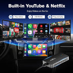 Wireless CarPlay Adapter, 2025 Smart AI Box Supports Netflix/YouTube and More, Dual-Band WiFi & Bluebooth 5.0, Android Auto Magic Box with USB Playback for Cars with Wired CarPlay